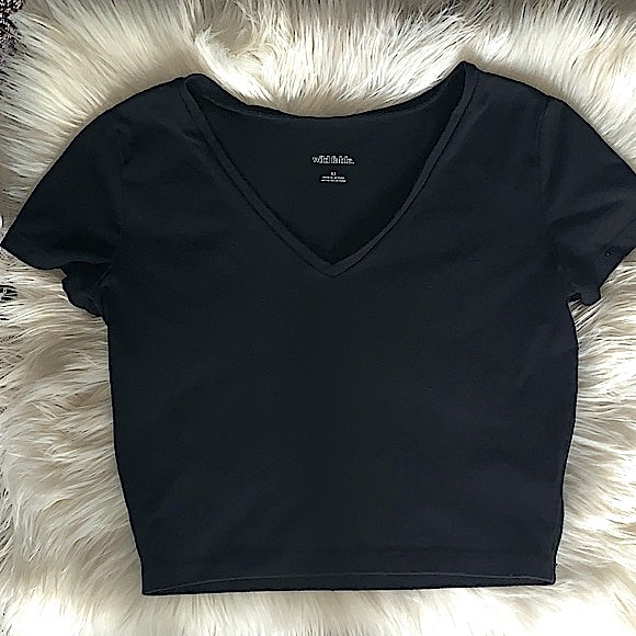 wild fable Tops - Medium Black Wild Fable Cropped V Neck T shirt